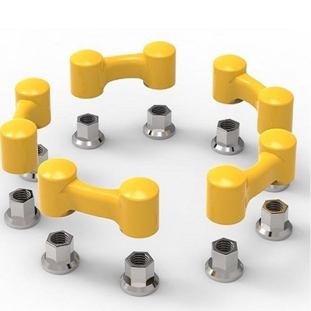 SAFEWHEEL TWIN Wheel nut retainer and dust cap - 32mm 335 PCD Yellow (Bag of 20 pcs)