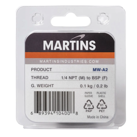 Martins Industries ADAPTER 1/4" NPT (M) AUF BSP (F)