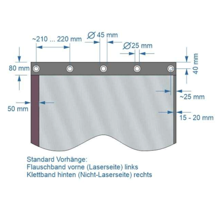 laservision Laserprotection Curtain LIGHT - WxH: 900x2500mm with eyelets,  velcro fastener - Color Grey
