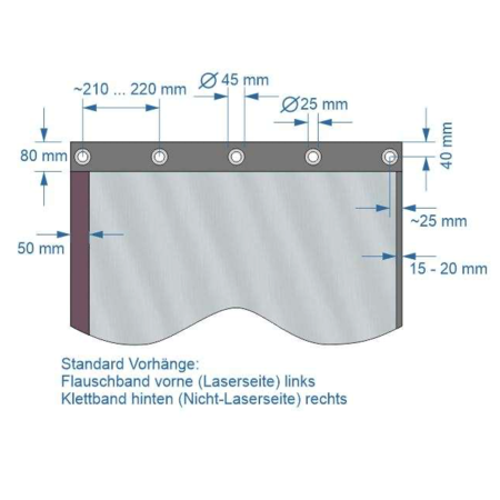 laservision Laserprotection Curtain LIGHT - WxH: 900x2000mm with eyelets,  velcro fastener - Color Grey