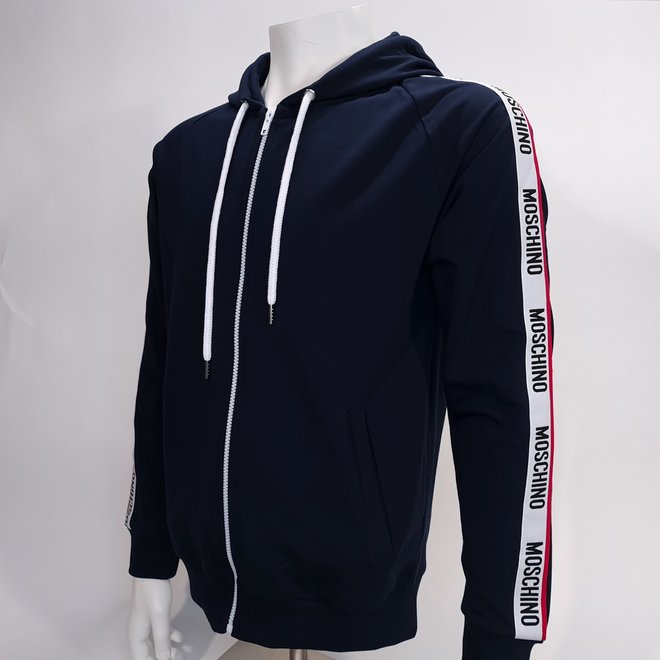 Moschino logo zip hoodie navy