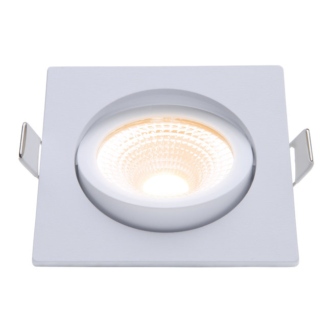EcoDim LED inbouwspot vierkant COB 5W | 2000K - 3000K | Kantelbaar | Ø85mm | Wit