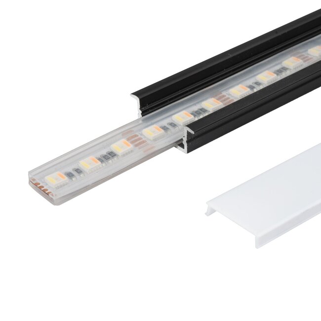 PURPL LED Strip Profiel Aluminium 1m | 28x10 | Inbouw | Zwart