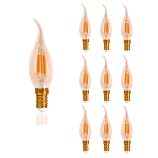 PURPL 10 pack: LED Filament Lamp E14 C35T 2200K Dimbaar 5W Amber