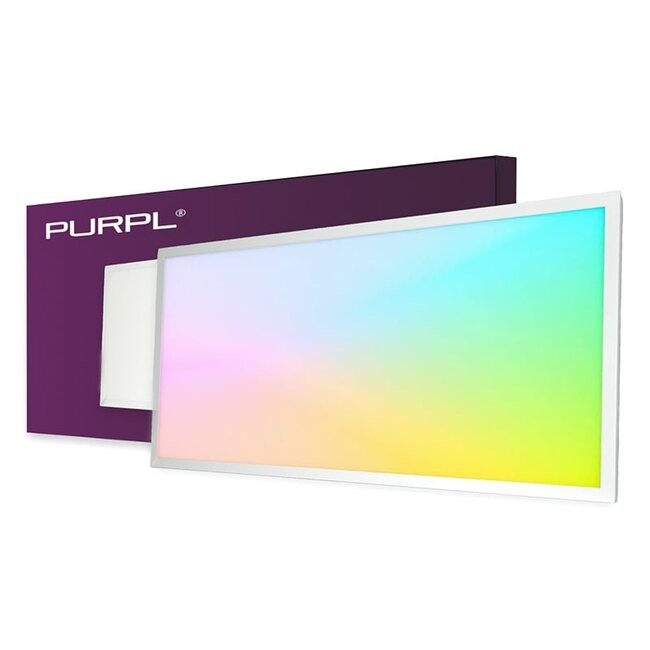 PURPL LED Paneel 60x120 | 60W | RGB+CCT (2800K-6500K) | 100 lm/W | incl. voedingsadapter en controller | Dimbaar | Flikkervrij | Edge-lit