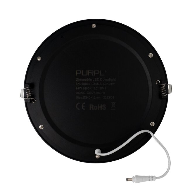 PURPL LED Downlight | 4000K Helder Wit | 24W | ø240 mm | Rond | Inbouw | Zwart