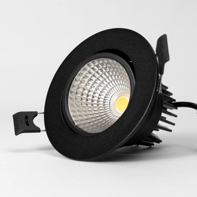 PURPL LED Inbouwspot COB | 5W | 4000K Helder Wit | Ø85 mm | IP40 | Zwart | Kantelbaar | Rond