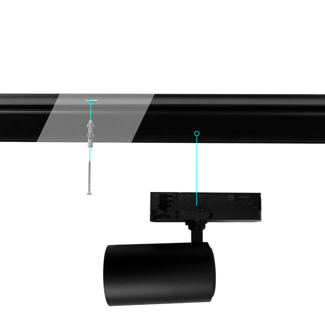 PURPL COB LED Railspot | Philips driver | 4000K | 30W | 3-fase | Zwart