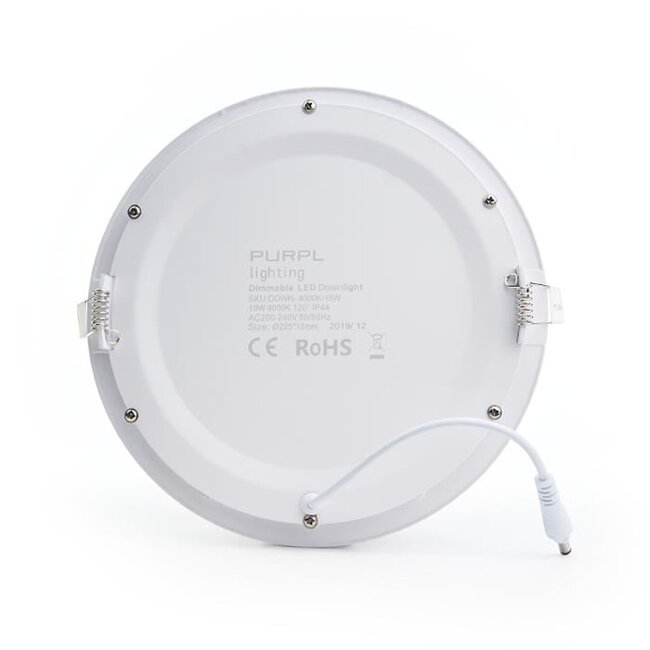 PURPL LED Downlight | 6000K Koud Wit | 18W | ø225 mm | Rond | Inbouw