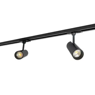 PURPL Zwarte Railverlichting Set | 3 Meter | 4x LED railspot 2700K Warm wit  | 1-Fase Railsysteem