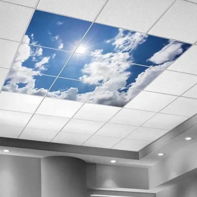 PURPL Wolkenplafond met design #2 | Fotoplafond LED Paneel | Acrylplaat voor systeemplafonds 60x60 | IMG3