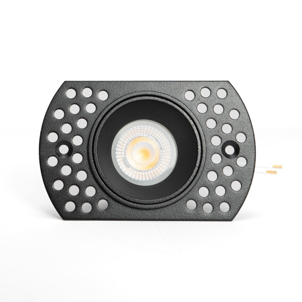 PURPL Ronde Inbouwspot incl. GU10 fitting | MR11 | Ø90x28mm | IP20 | Trimless | Ronde Perforaties | Zwart Aluminium