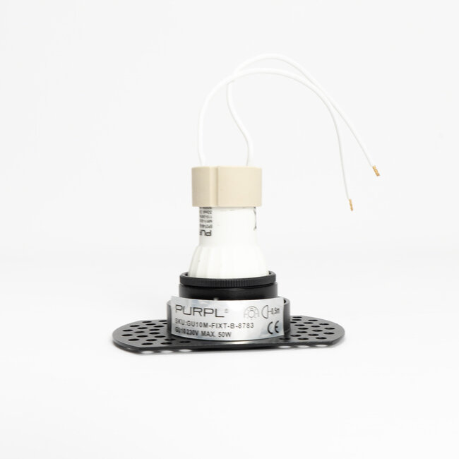 PURPL Ronde Inbouwspot incl. GU10 fitting | MR11 |  Ø90x28mm | IP20 | Trimless | Ronde Perforaties | Zwart Aluminium