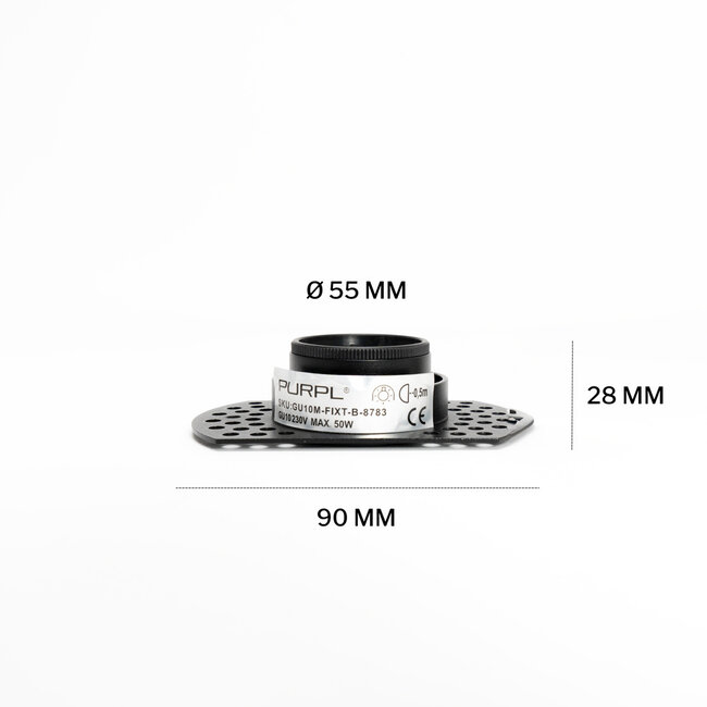 PURPL Ronde Inbouwspot incl. GU10 fitting | MR11 |  Ø90x28mm | IP20 | Trimless | Ronde Perforaties | Zwart Aluminium