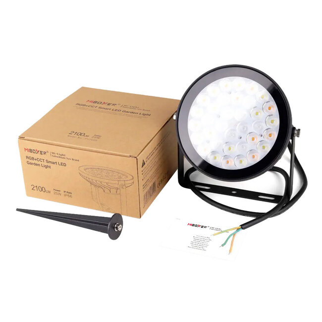 MiBoxer/Mi-Light LED Tuinlamp RGB+CCT | 25W | 2.4GHz | IP66 | Zwart