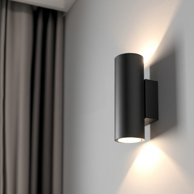 PURPL Wandspot Armatuur GU10 | Cilinder | Dubbel | IP44 | Zwart
