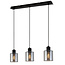 PURPL Moderne Design Hanglamp | 3-Lichts | Smoke Glas | Zwart | E27 Fittingen | Rechthoekig