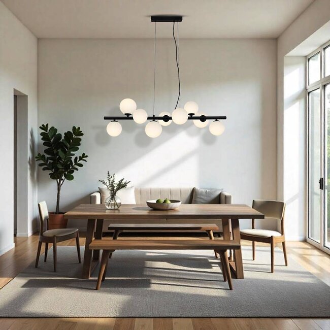 PURPL Design Hanglamp Bollen | 9-Lichts | Opaal Glas | G9 Fittingen | Rechthoekig