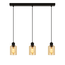 PURPL Moderne Design Hanglamp | 3-lichts | Amber Glas | Zwart | E27 Fittingen | Rechthoekig