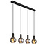 PURPL Design Hanglamp Bollen | 4-Lichts | Smoke Glas | Zwart | E27 Fittingen | Rechthoekig