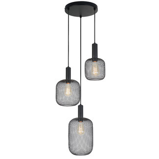 PURPL Industriële Hanglamp | 3-Lichts | Zwart | E27 fittingen | Rond