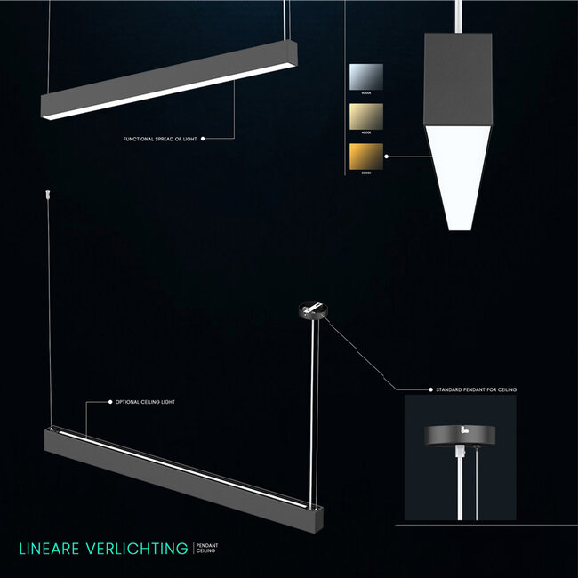 PURPL LED Lineaire Lamp CCT | Ophang Set