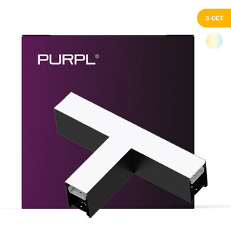 PURPL LED Lineaire Connector | 3CCT | T-vorm | 15W | Dimbaar | Zwart