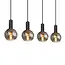 PURPL Design Hanglamp Bollen | 4-Lichts | Smoke Glas | Zwart | E27 Fittingen | Rechthoekig