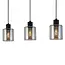 PURPL Moderne Design Hanglamp | 3-Lichts | Smoke Glas | Zwart | E27 Fittingen | Rechthoekig