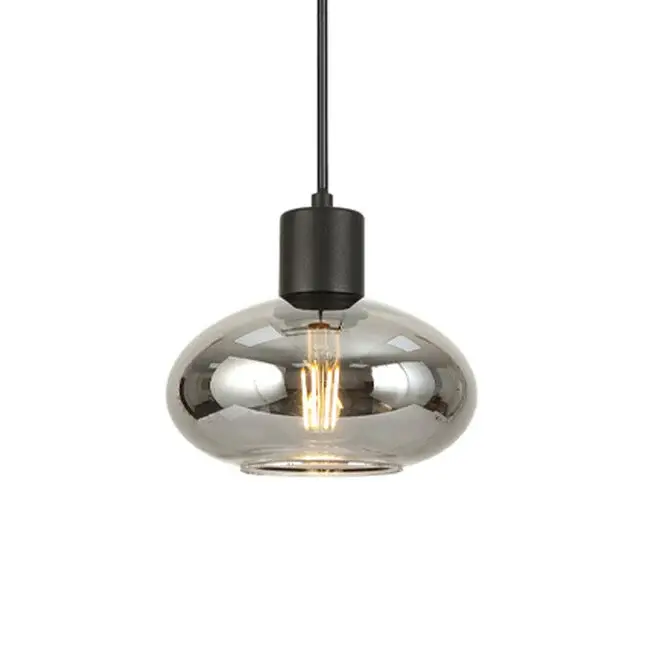 PURPL Moderne Design Hanglamp | 3-Lichts | Smoke Glas Ovaal | E27 fittingen | Rechthoekig