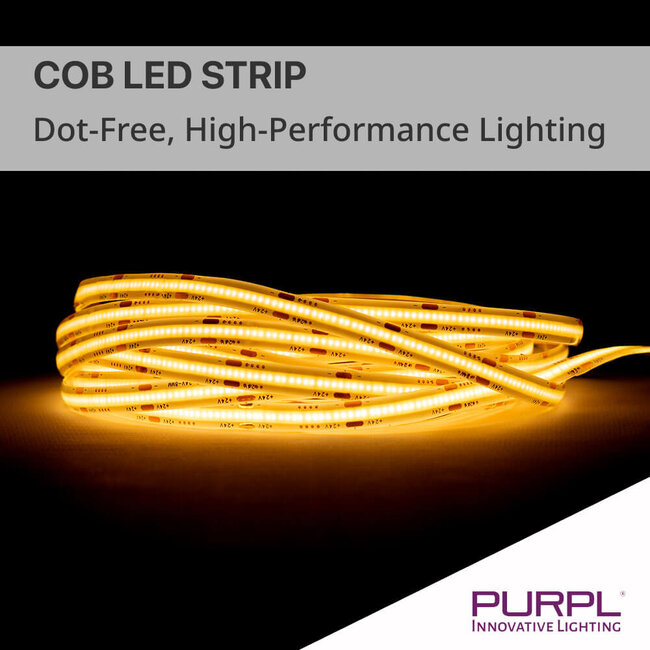 PURPL COB LED Strip | Warm Wit 2700K | 5m | 512 led's/m | 24V | IP65