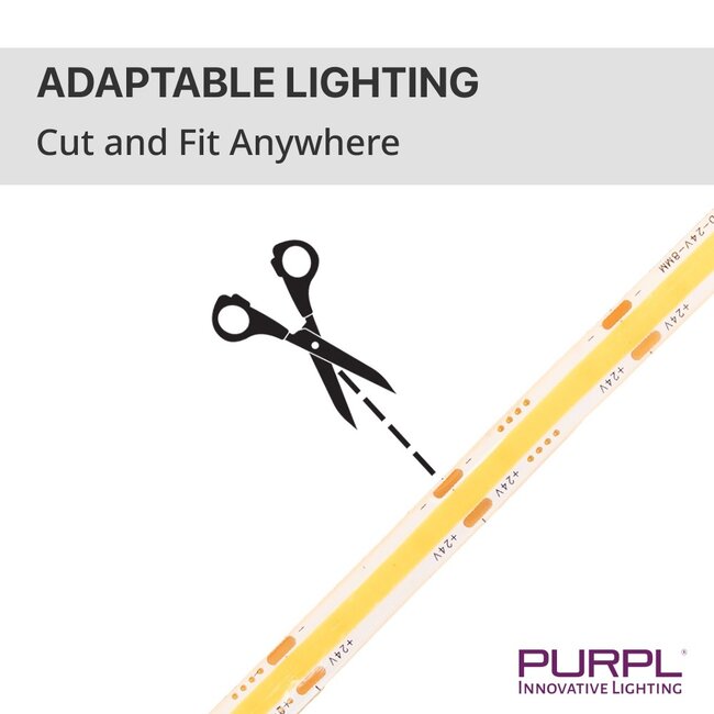 PURPL COB LED Strip | Warm Wit 2700K | 5m | 512 led's/m | 24V | IP65
