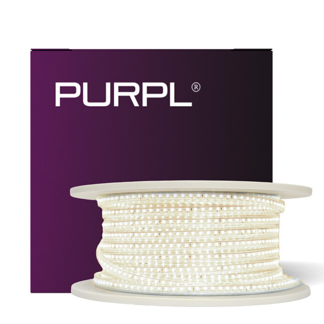 PURPL LED Strip 50m | 4000K Helder Wit | 120 LEDs p/m | 220V incl. stekker | IP67