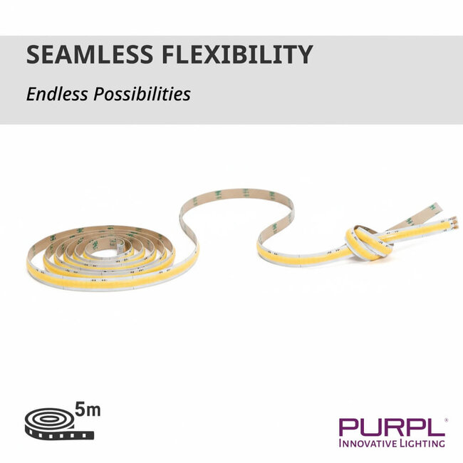 PURPL COB LED Strip | Warm Wit 2700K | 5m | 512 led's/m | 24V | IP65