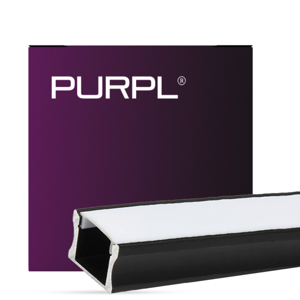 PURPL LED Strip Profiel Opbouw - 1,5 m - 17,5x15 mm - Zwart Aluminium - Opaal afdekkap - IP20 - Incl. montagemateriaal