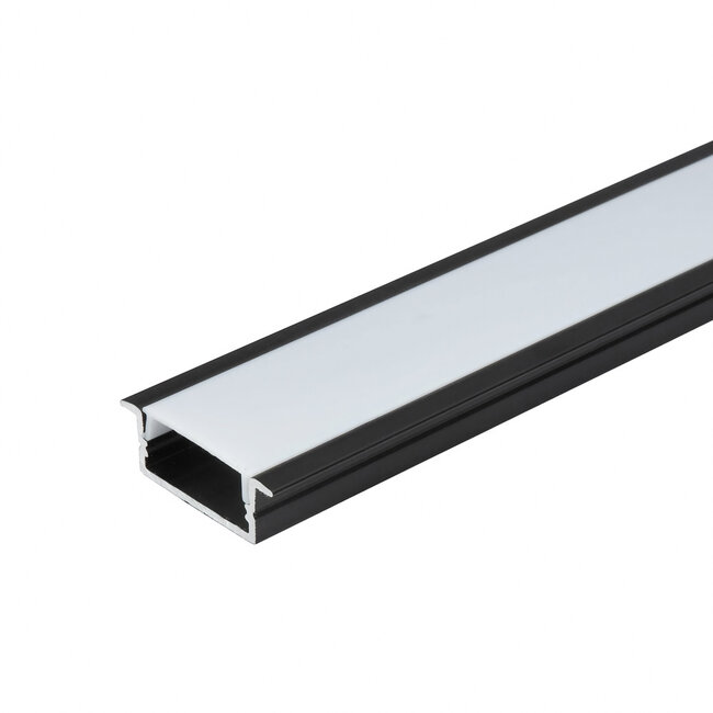 PURPL LED Strip Profiel Inbouw - 1,5 m - 30x10 mm - Zwart aluminium - Opaal afdekkap - IP20 - Incl. montagemateriaal