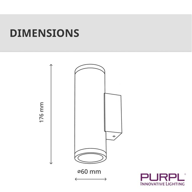 PURPL Wandspot Armatuur Dubbel GU10 | Cilinder | Up & Down | IP44 | Zwart