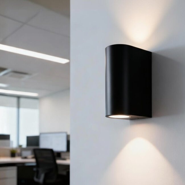 PURPL LED Dubbele Wandspot Armatuur GU10 | Up & Down | IP44 | D-vorm | Zwart