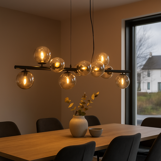 PURPL Design Hanglamp Bollen | 9-Lichts | Smoke Glas | G9 Fittingen | Rechthoekig