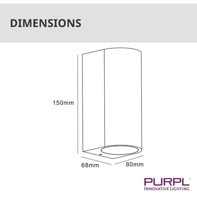 PURPL LED Dubbele Wandspot Armatuur GU10 | Up & Down | IP44 | D-vorm | Zwart