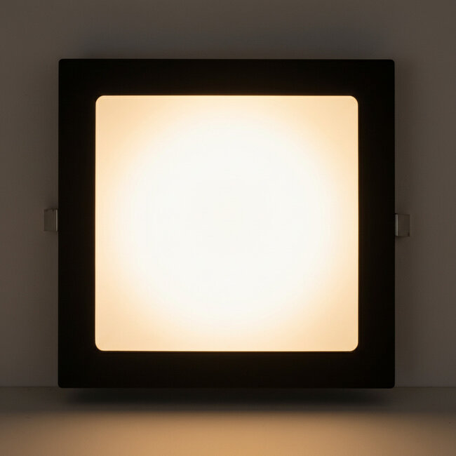 PURPL LED Downlight | 3000K Warm Wit | 18W | 225 mm | Vierkant | Inbouw | Zwart | IP40