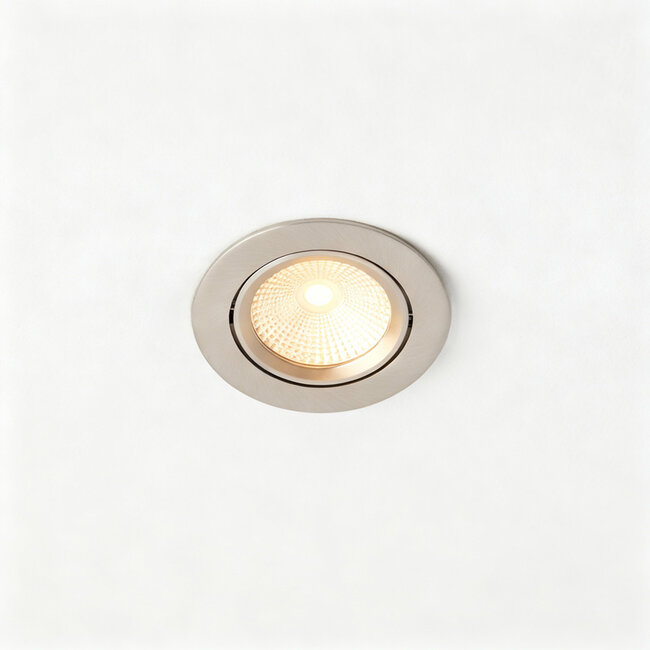 PURPL LED Inbouwspot COB | 7W | Warm Wit 2700K | Ø85mm | Dimbaar | IP40 | Kantelbaar | Rond | RVS