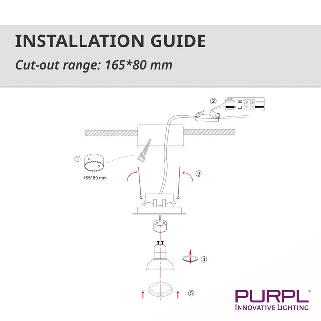 PURPL Inbouwspot Dubbel | GU10 | Zwart | 175x92mm | Rechthoekig | Aluminium | IP20