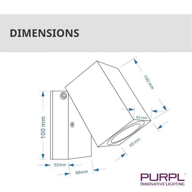 PURPL LED Wandspot Armatuur GU10 | IP44 | Vierkant | Kantelbaar | Zwart