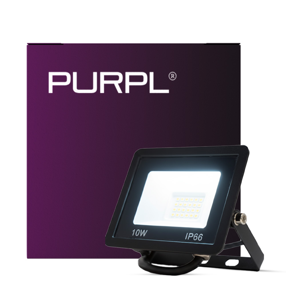 PURPL LED Bouwlamp | 10W | 6000K Koud Wit | 1100 lm | IP66 | IK08 | Zwart