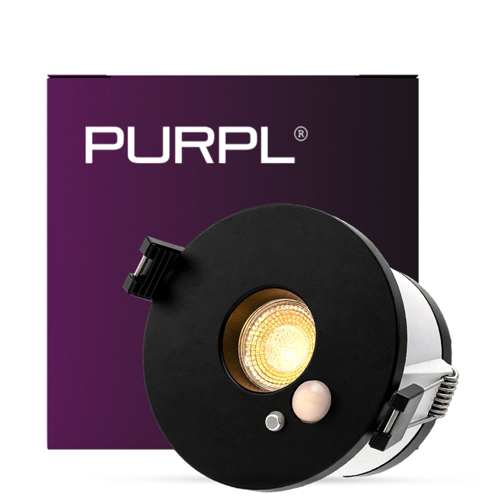PURPL LED Inbouwspot | 4W/6W | PIR Sensor | 4CCT (2700K/3000K/4000K/6500K) | Ø87mm | IP20 | Rond | Zwart
