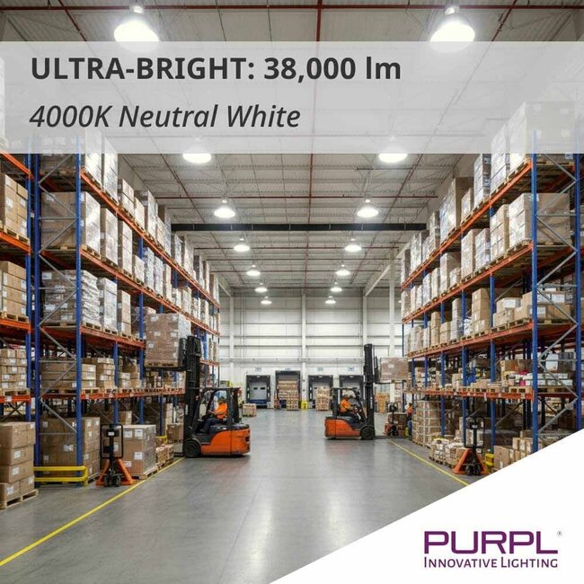 PURPL LED High Bay | 200W | 4000K Helder Wit | 42.000 lm | IP65 | 110° | 210 lm/W | IK08 | Dimbaar (DALI) | G8 | Flikkervrij
