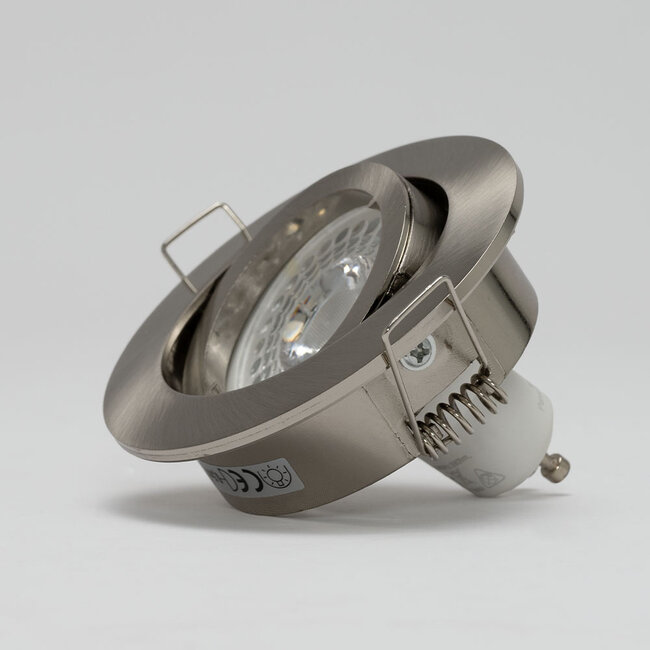 PURPL LED Spot Armatuur GU10 Zink | RVS | Rond | IP20 | Kantelbaar (inclusief GU10 fitting)
