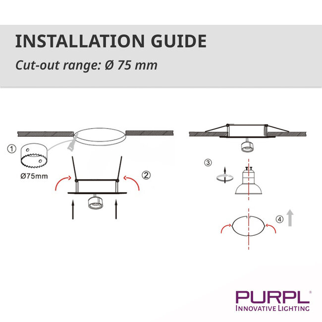 PURPL LED Spot Armatuur GU10 | Goud | Rond | IP20 | Kantelbaar | Ø75mm (incl.gu10 fitting)