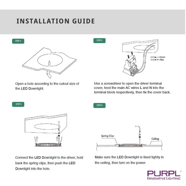 PURPL LED Downlight | 3000K Warm Wit | 3W | ø85 mm | Rond | Inbouw | Zwart | IP40